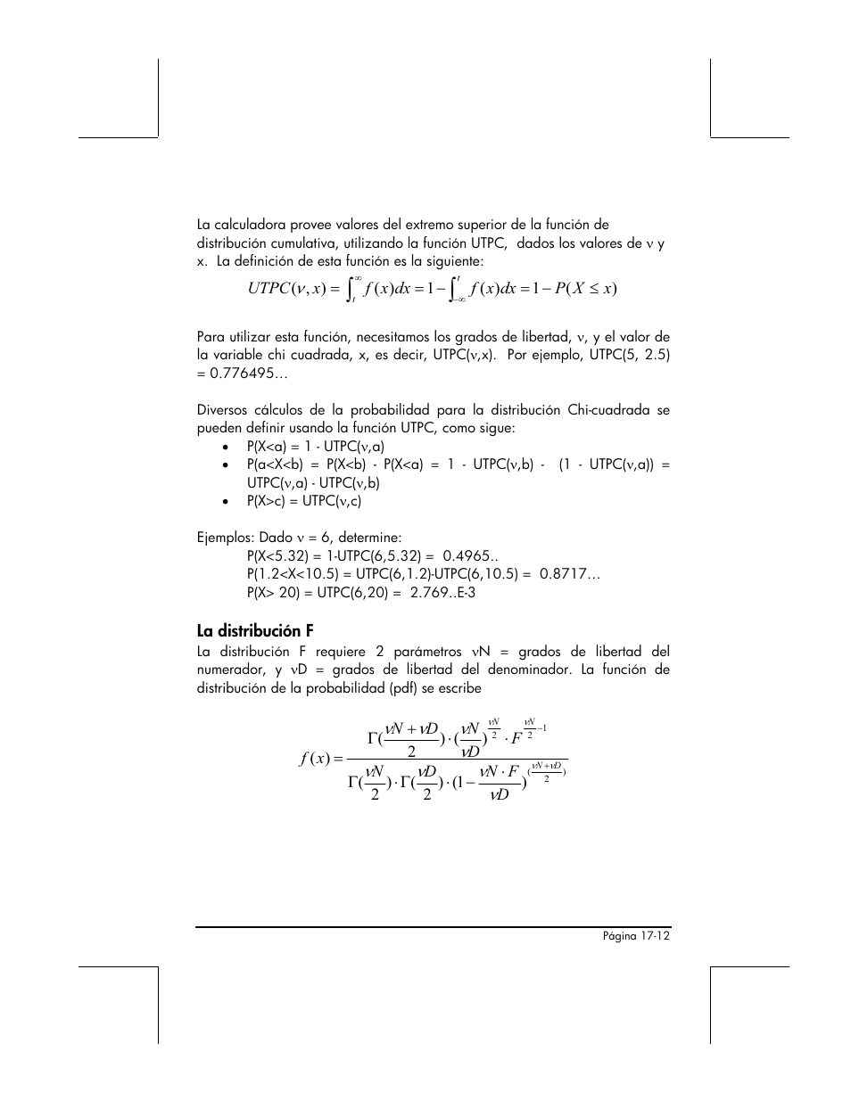 La distribucion f | HP 48gII Graphing Calculator User Manual | Page 582 / 892