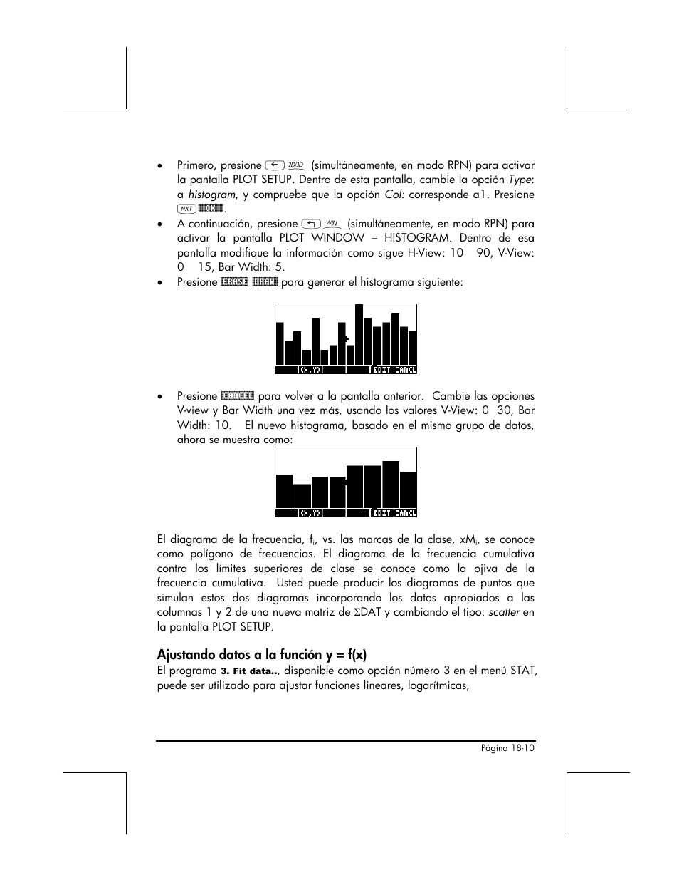 Ajustando datos a la funcion y = f(x), Ajustando datos a la función y = f(x) | HP 48gII Graphing Calculator User Manual | Page 598 / 892