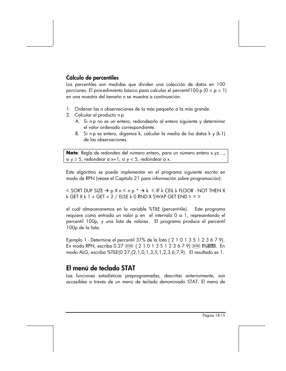 Calculo de percentiles, El menu de teclado stat, El menú de teclado stat | HP 48gII Graphing Calculator User Manual | Page 603 / 892