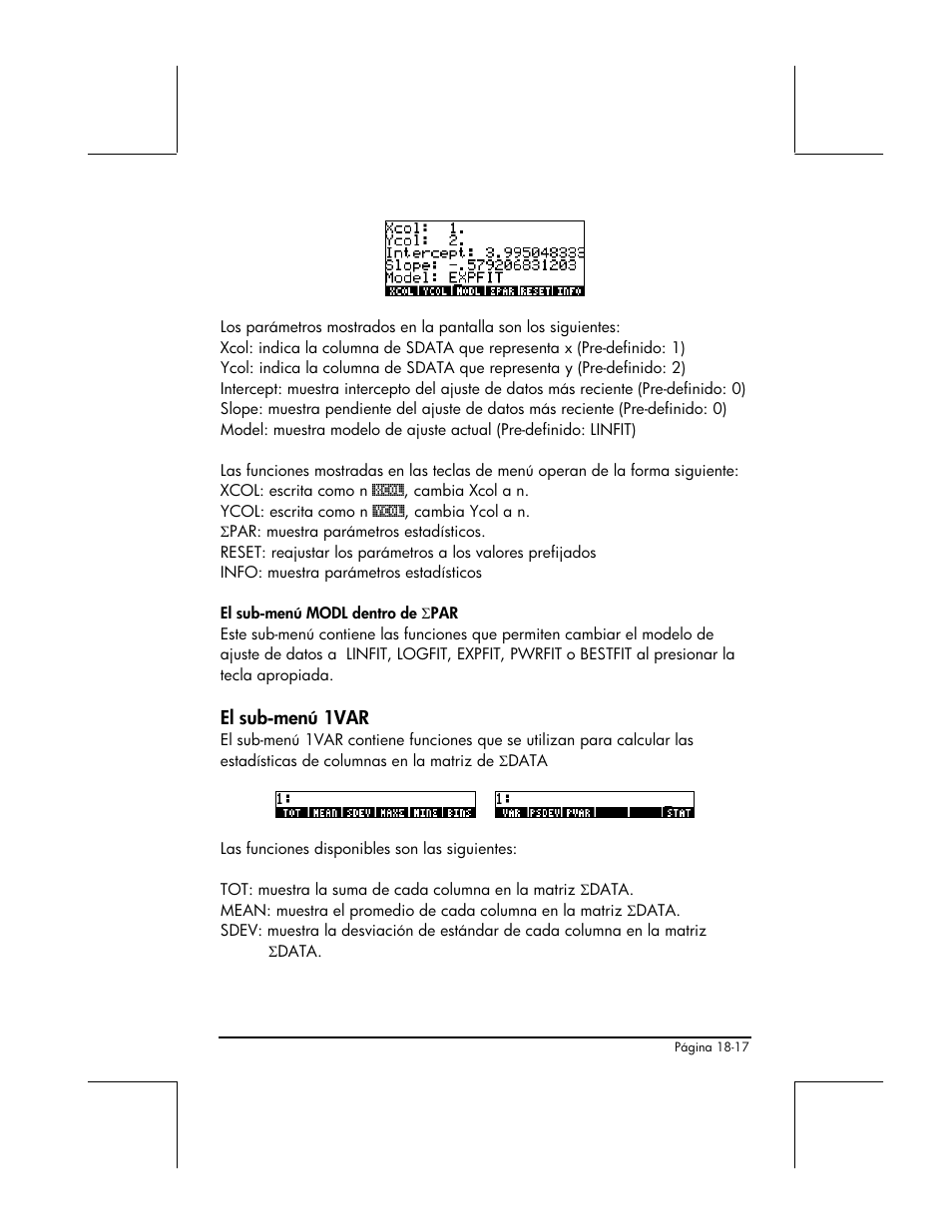 El sub-menu 1var | HP 48gII Graphing Calculator User Manual | Page 605 / 892