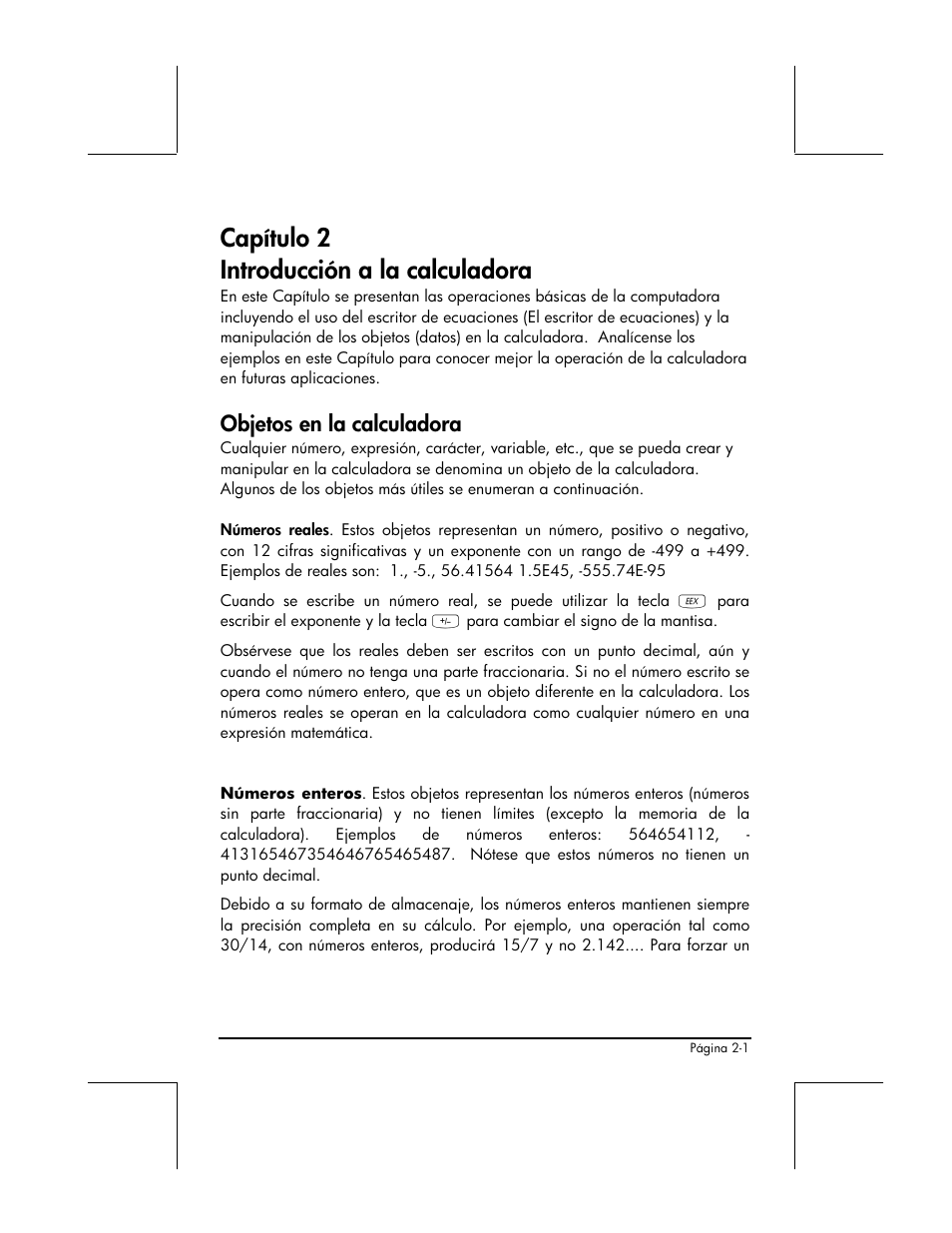 Capitulo 2 introduccion a la calculadora, Objetos en la calculadora, Capítulo 2 introducción a la calculadora | HP 48gII Graphing Calculator User Manual | Page 61 / 892