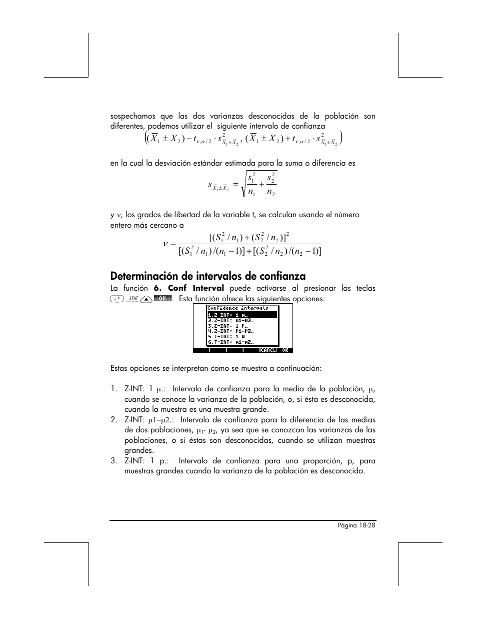 Determinacion de intervalos de confianza, Determinación de intervalos de confianza, Ns n s s | HP 48gII Graphing Calculator User Manual | Page 616 / 892