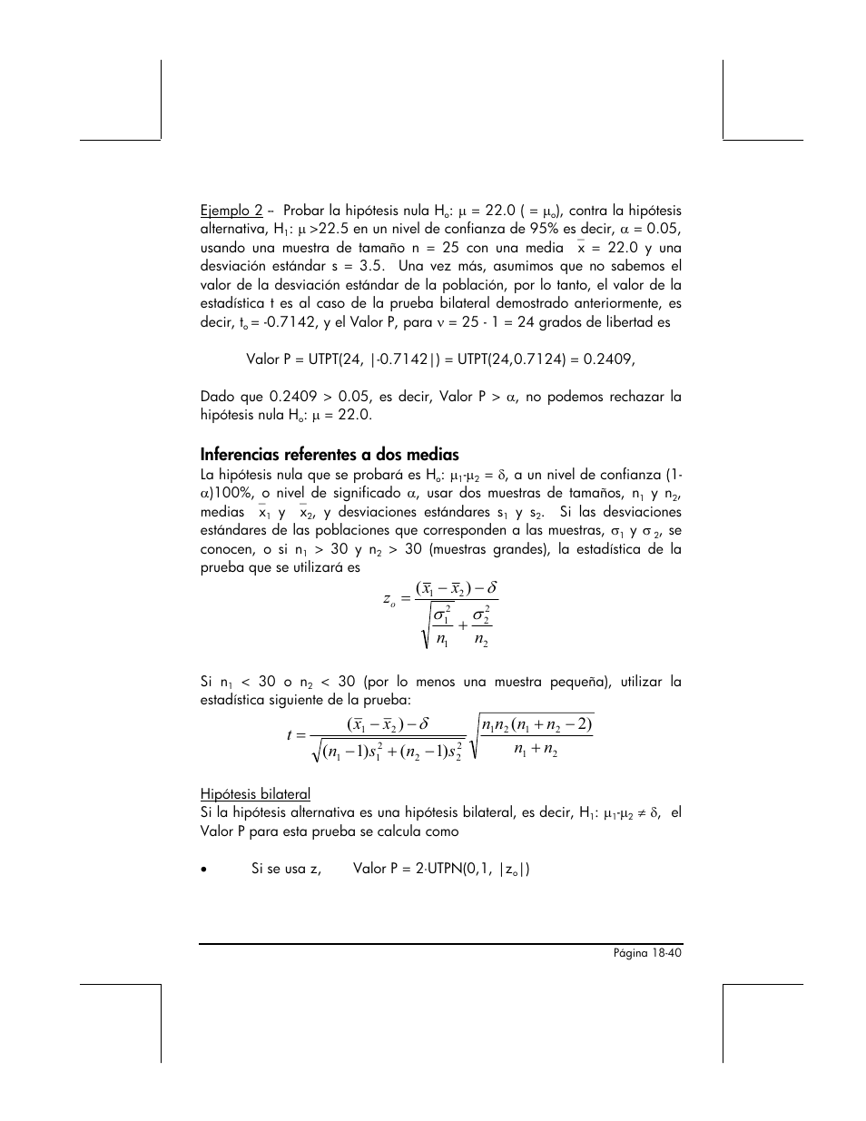 Inferencias referentes a dos medias | HP 48gII Graphing Calculator User Manual | Page 628 / 892