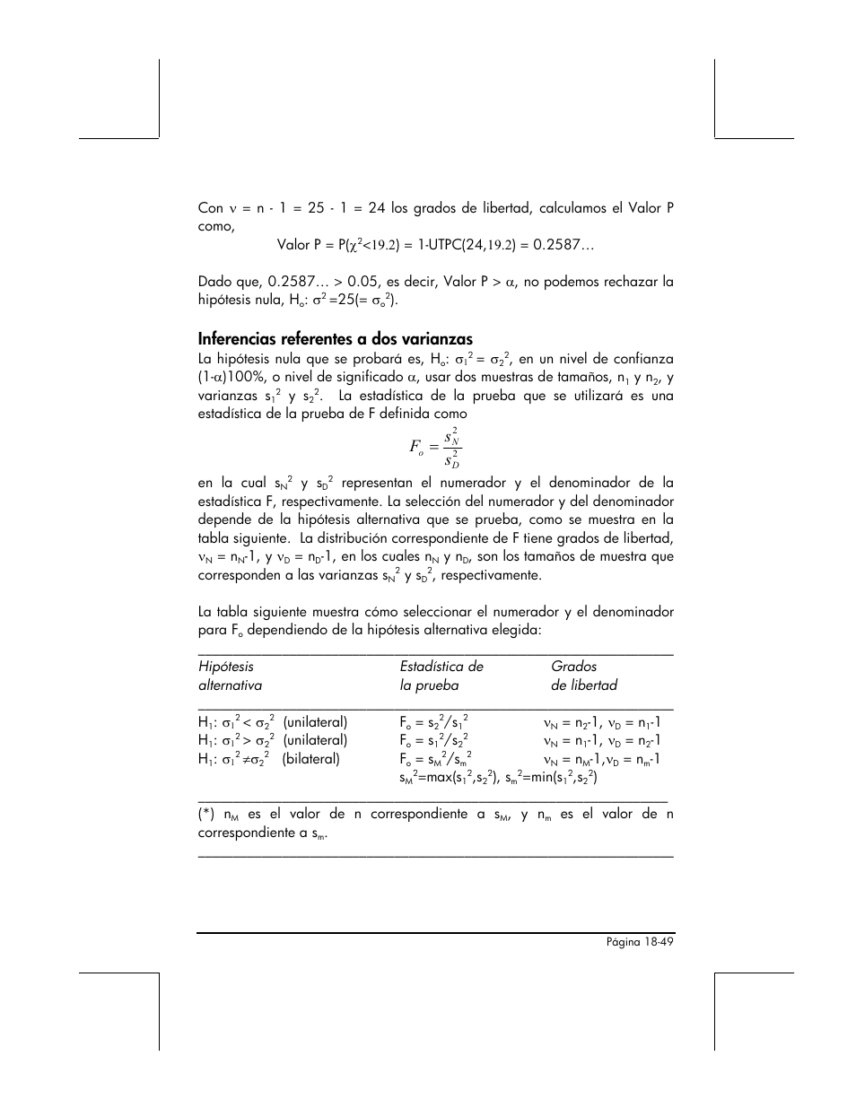 Inferencias referentes a dos varianzas | HP 48gII Graphing Calculator User Manual | Page 637 / 892