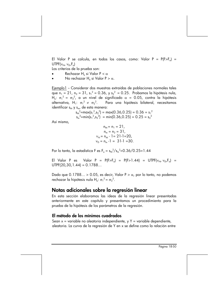 Notas adicionales sobre la regresion linear, El metodo de los minimos cuadrados, Notas adicionales sobre la regresión linear | El método de los mínimos cuadrados | HP 48gII Graphing Calculator User Manual | Page 638 / 892