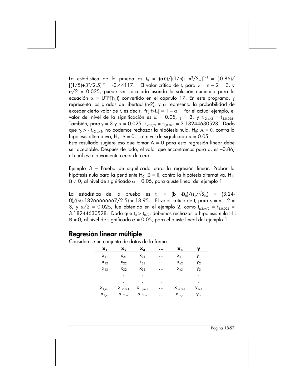 Regresion linear multiple, Regresión linear múltiple | HP 48gII Graphing Calculator User Manual | Page 645 / 892