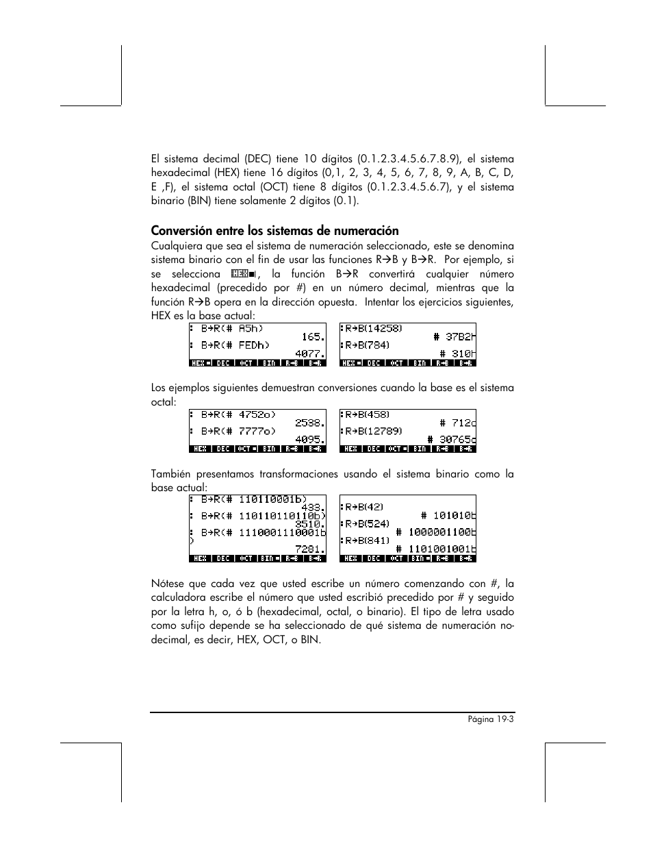 Conversion entre los sistemas de numeracion | HP 48gII Graphing Calculator User Manual | Page 657 / 892