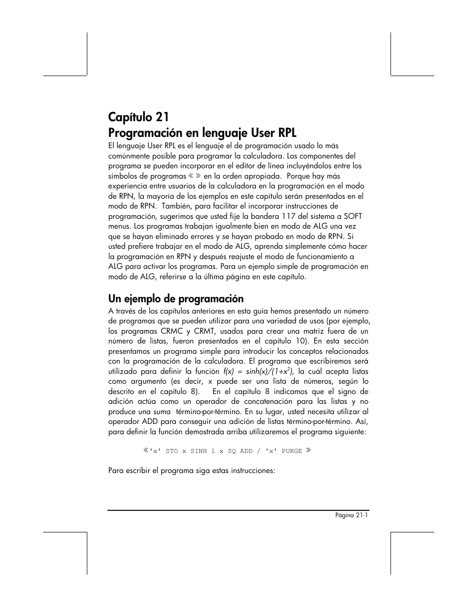 Capitulo 21 programacion en lenguaje user rpl, Un ejemplo de programacion, Capítulo 21 programación en lenguaje user rpl | Un ejemplo de programación | HP 48gII Graphing Calculator User Manual | Page 670 / 892