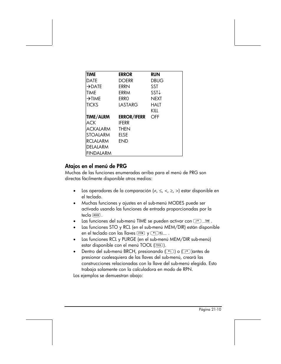 Atajos en el menu de prg | HP 48gII Graphing Calculator User Manual | Page 679 / 892