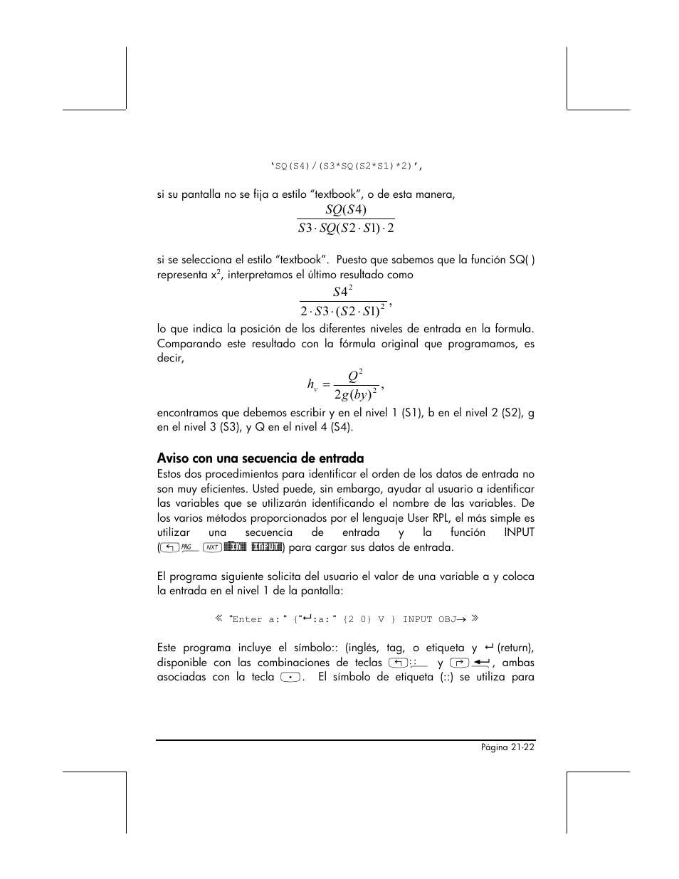 Aviso con una secuencia de entrada | HP 48gII Graphing Calculator User Manual | Page 691 / 892