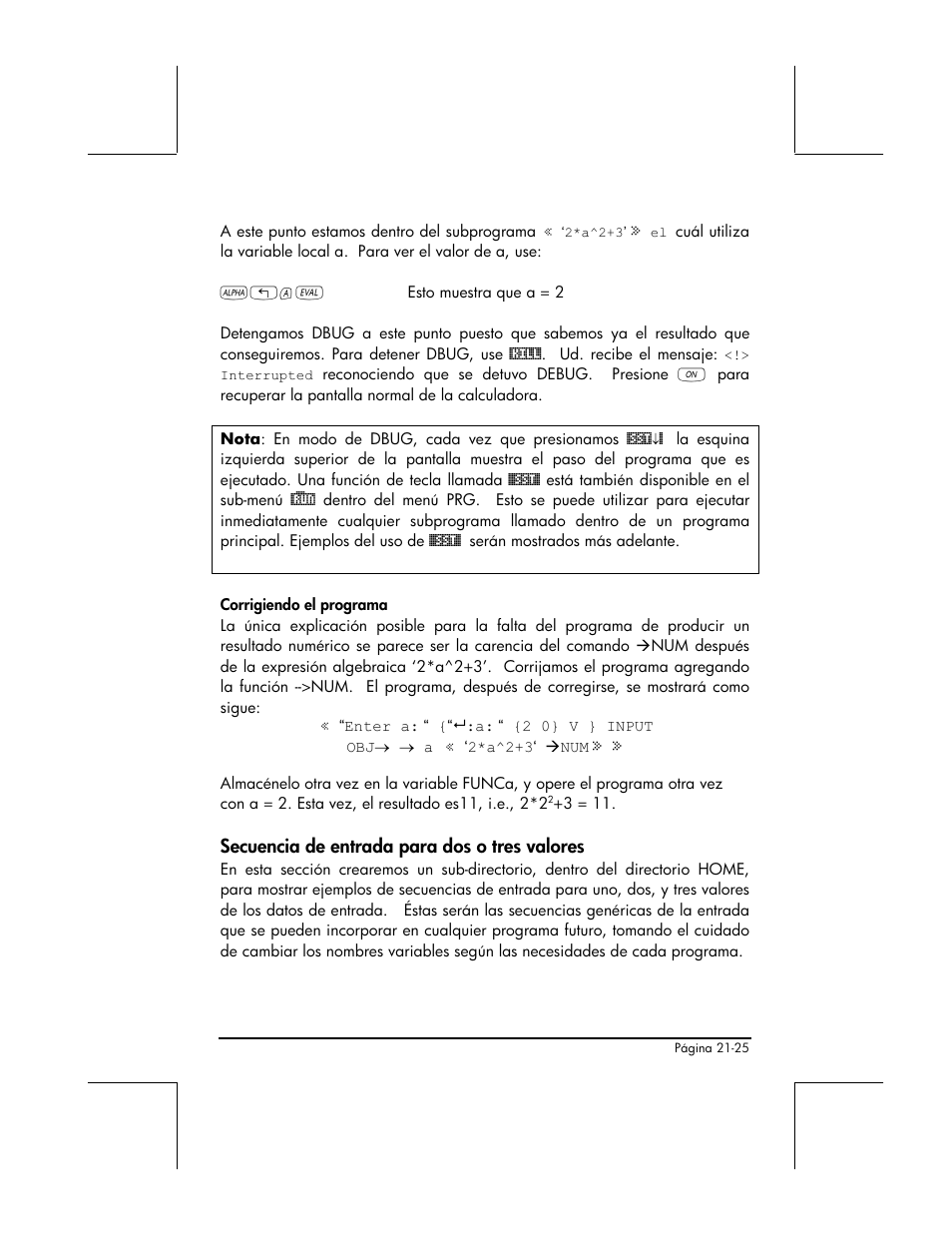 Secuencia de entrada para dos o tres valores | HP 48gII Graphing Calculator User Manual | Page 694 / 892