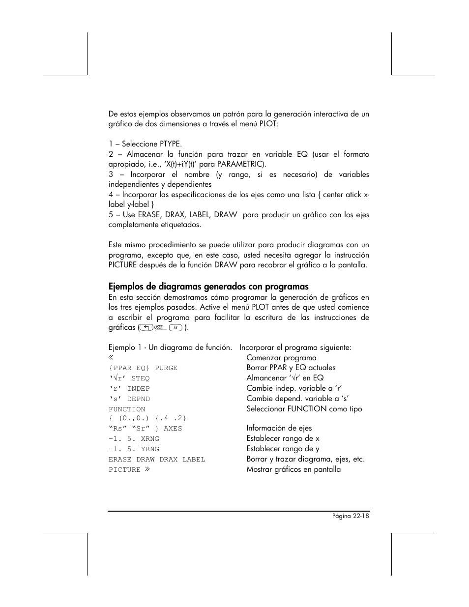 Ejemplos de diagramas generados con programas | HP 48gII Graphing Calculator User Manual | Page 758 / 892