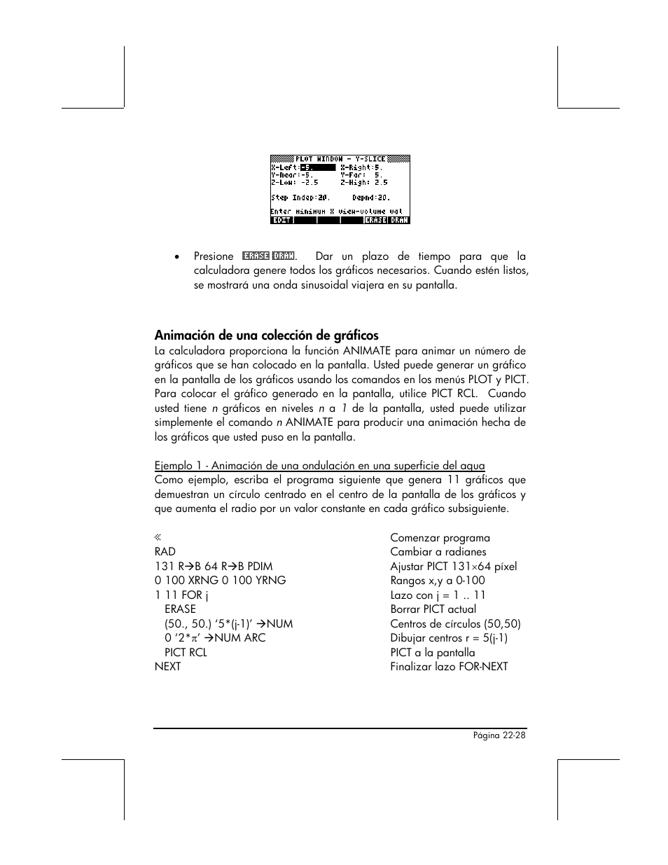 Animacion de una coleccion de graficos | HP 48gII Graphing Calculator User Manual | Page 768 / 892