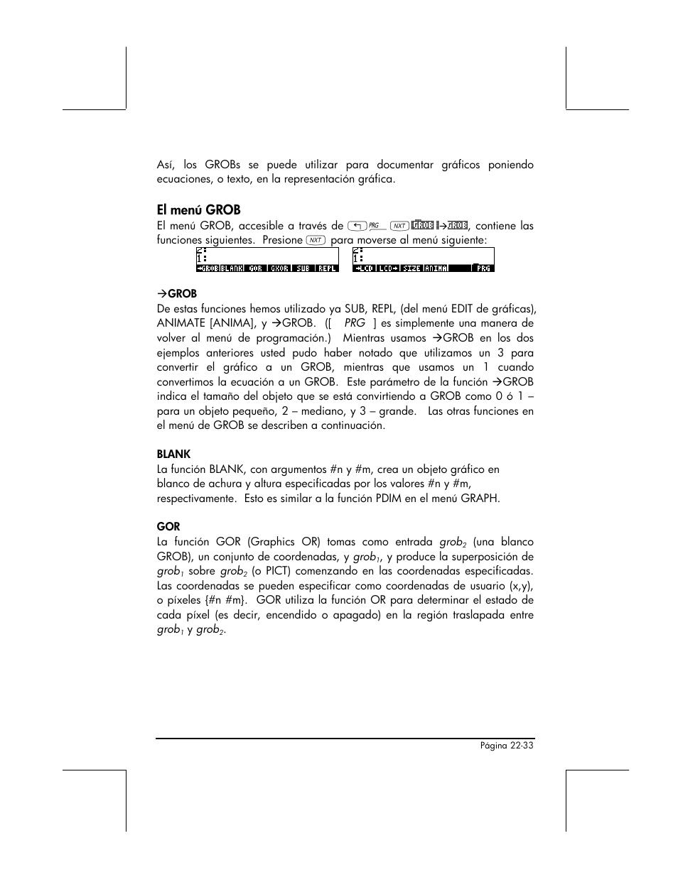 El menu grob, El menú grob | HP 48gII Graphing Calculator User Manual | Page 773 / 892