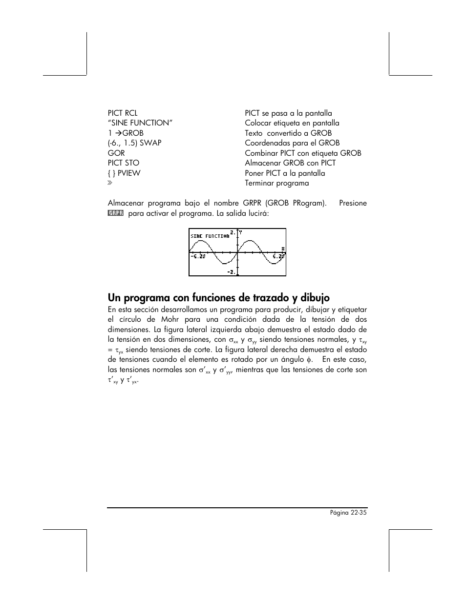 Un programa con funciones de trazado y dibujo | HP 48gII Graphing Calculator User Manual | Page 775 / 892