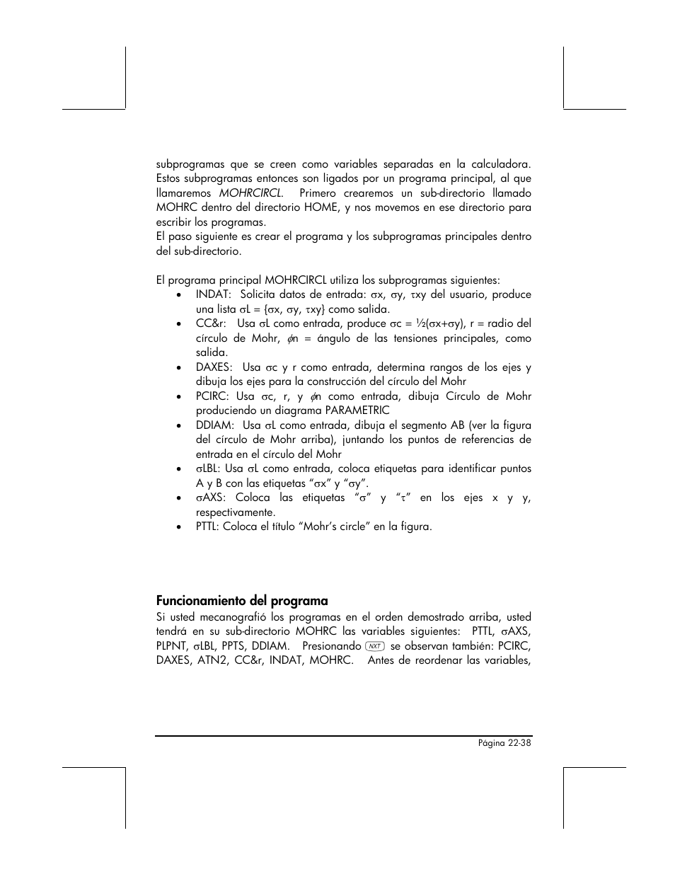 Funcionamiento del programa | HP 48gII Graphing Calculator User Manual | Page 778 / 892