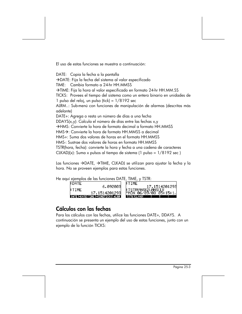 Calculos con las fechas, Cálculos con las fechas | HP 48gII Graphing Calculator User Manual | Page 795 / 892