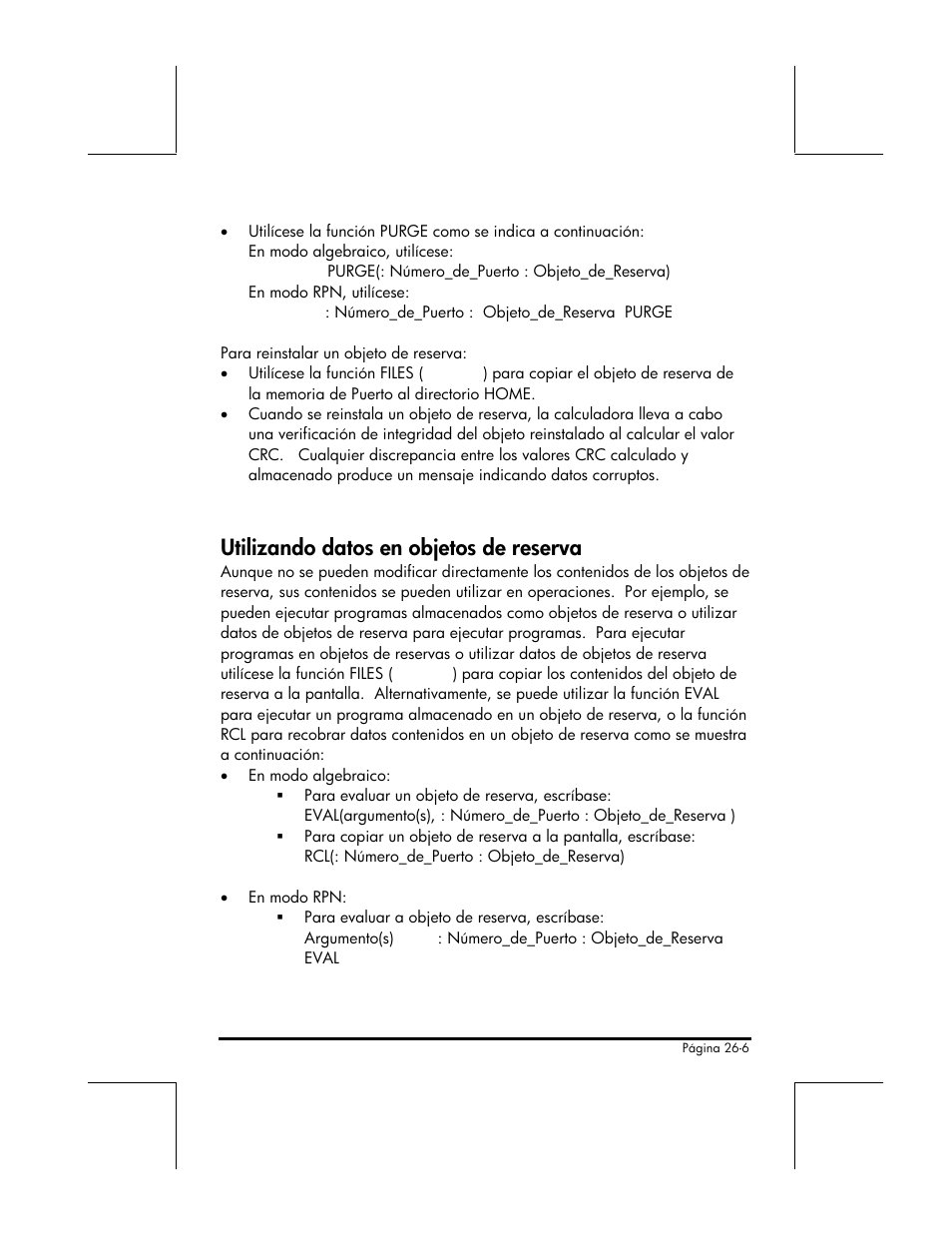 Utilizando datos en objetos de reserva | HP 48gII Graphing Calculator User Manual | Page 803 / 892