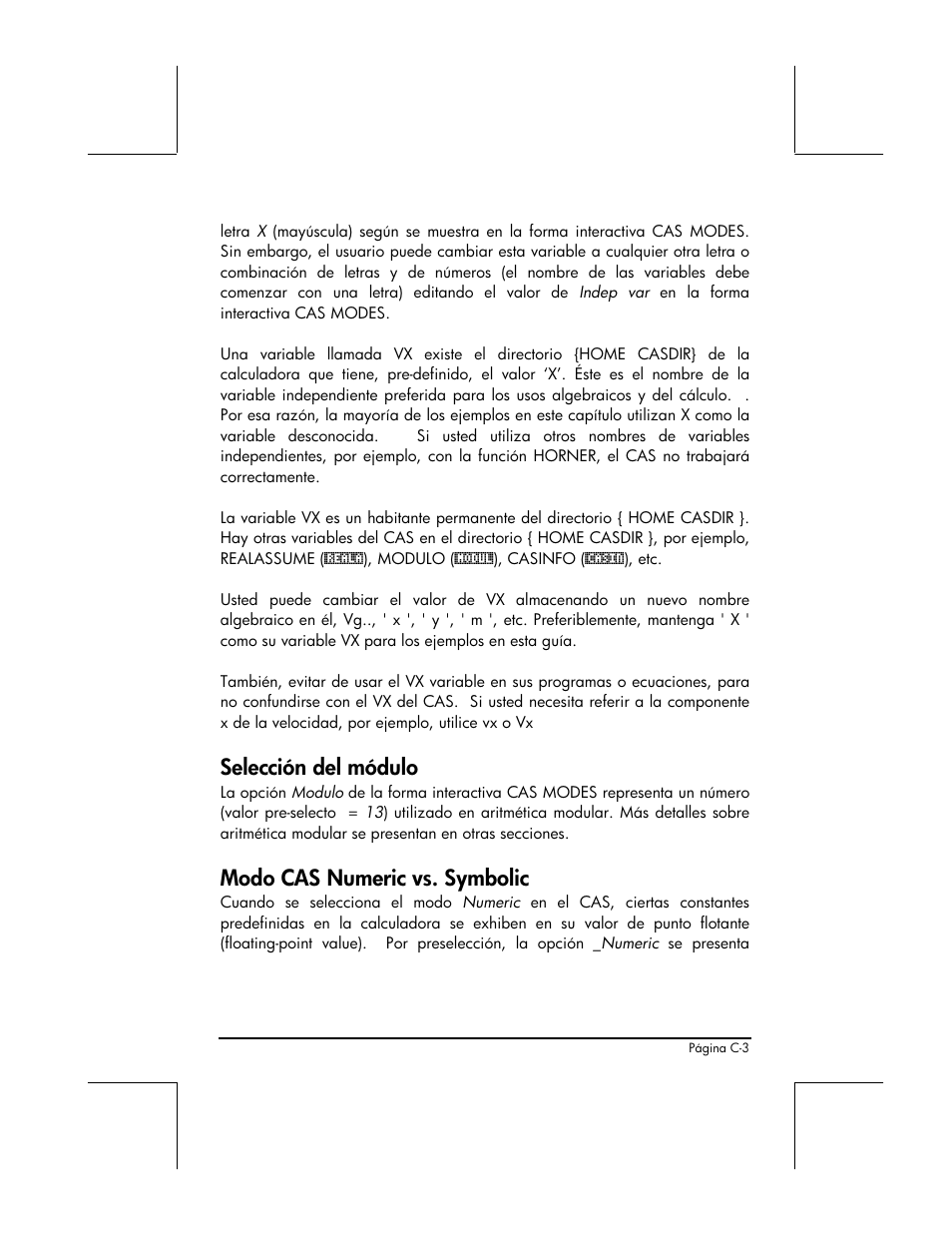 Selección del módulo, Modo cas numeric vs. symbolic | HP 48gII Graphing Calculator User Manual | Page 826 / 892