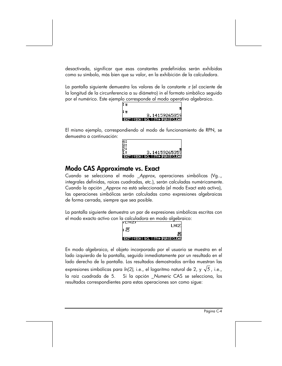 Modo cas approximate vs. exact | HP 48gII Graphing Calculator User Manual | Page 827 / 892