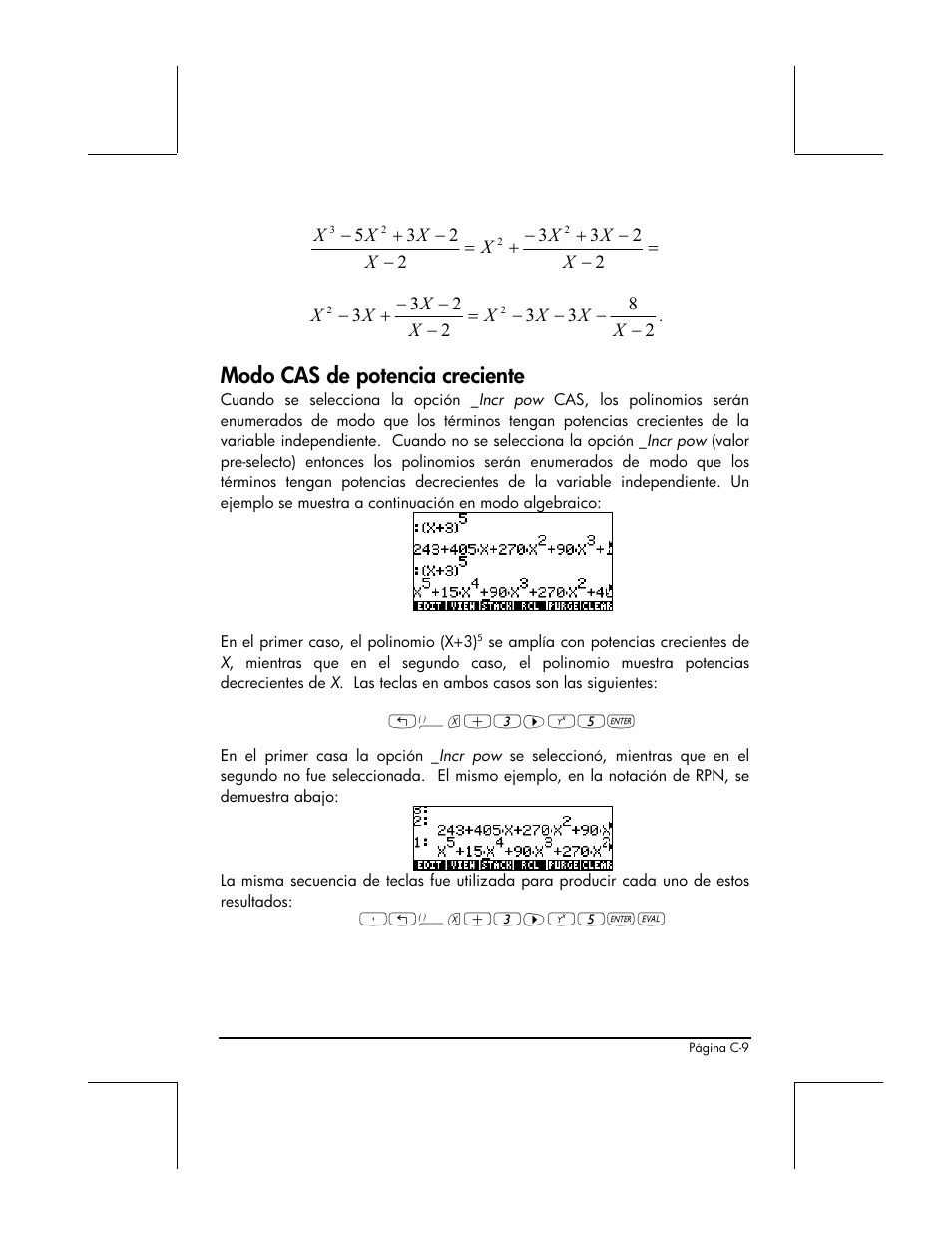 Modo cas de potencia creciente | HP 48gII Graphing Calculator User Manual | Page 832 / 892