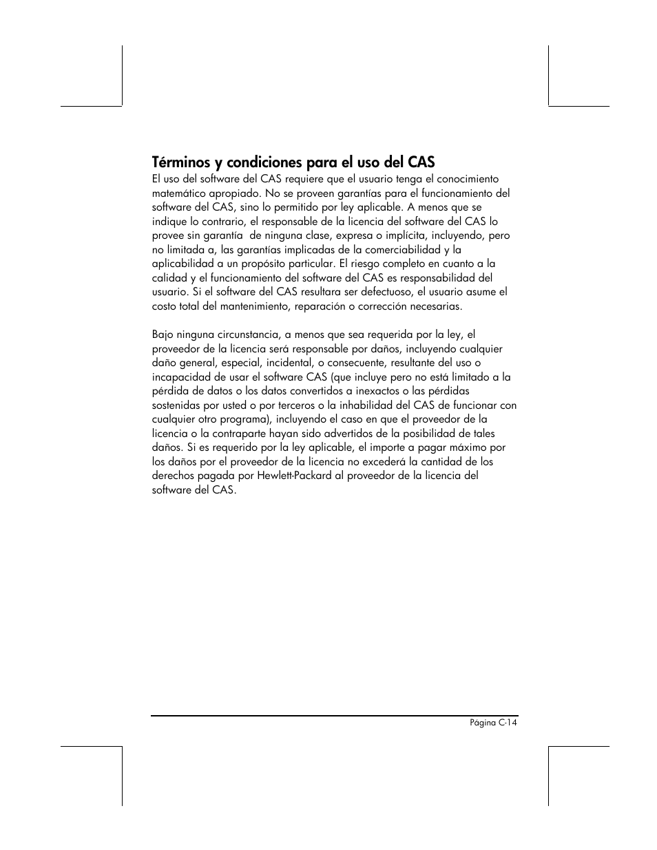 Términos y condiciones para el uso del cas | HP 48gII Graphing Calculator User Manual | Page 837 / 892