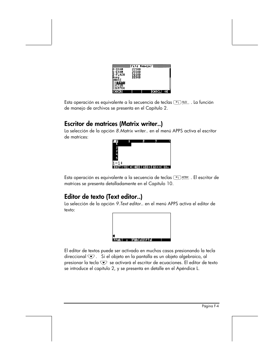 Escritor de matrices (matrix writer..), Editor de texto (text editor..) | HP 48gII Graphing Calculator User Manual | Page 848 / 892