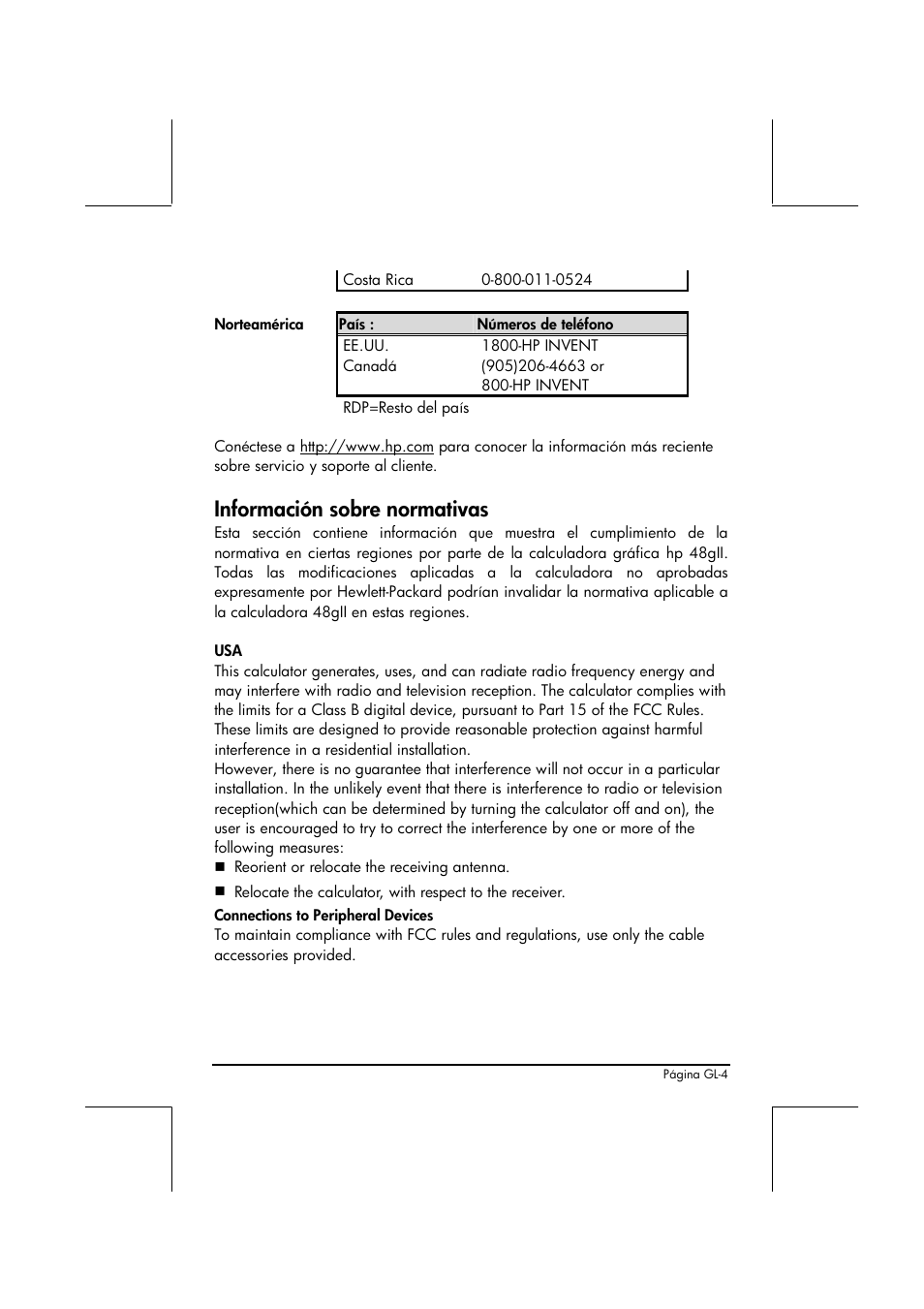 Informacion sobre normativas, Información sobre normativas | HP 48gII Graphing Calculator User Manual | Page 891 / 892