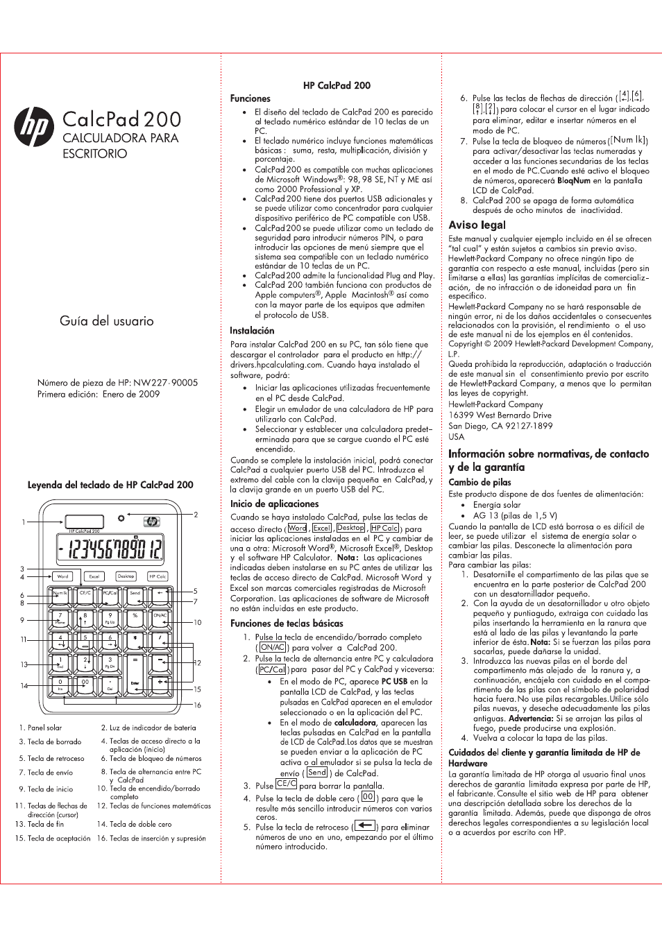HP CalcPad 200 User Manual | 2 pages