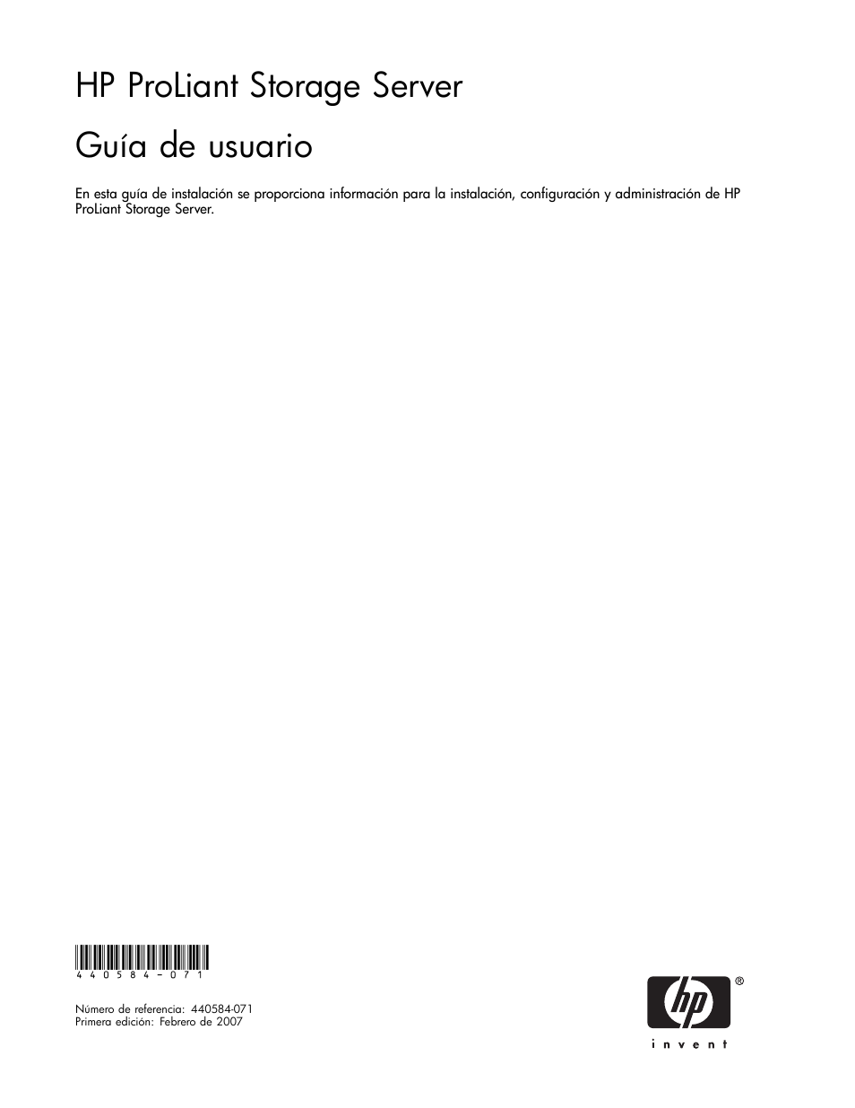 HP Servidor de almacenamiento HP ProLiant DL320s User Manual | 152 pages