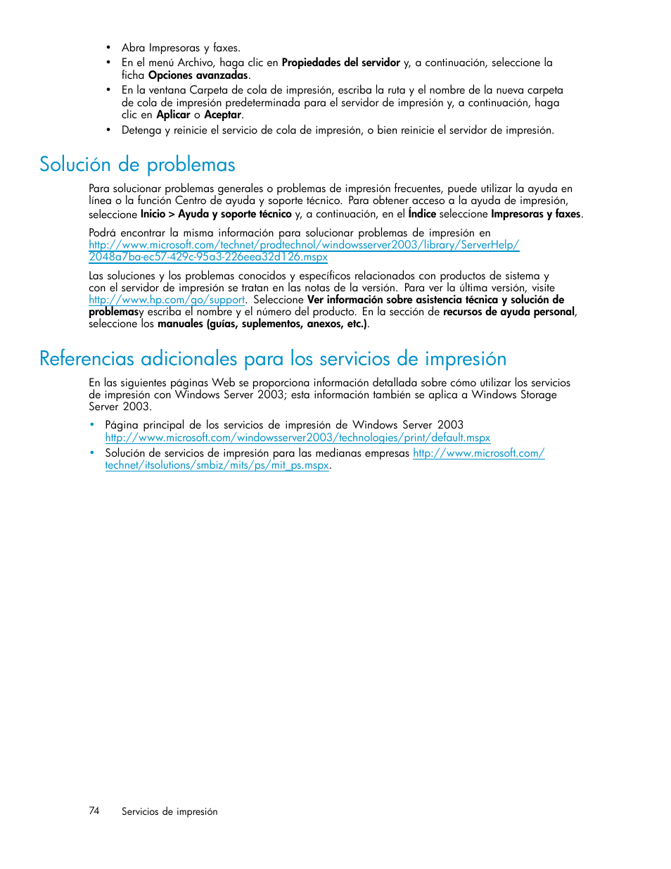 Solución de problemas | HP Servidor de almacenamiento HP ProLiant DL320s User Manual | Page 74 / 152