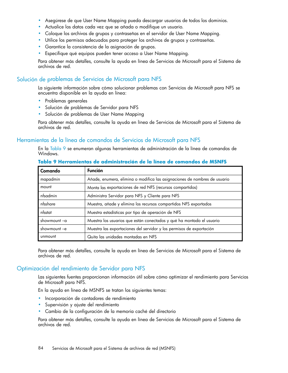 Optimización del rendimiento de servidor para nfs | HP Servidor de almacenamiento HP ProLiant DL320s User Manual | Page 84 / 152