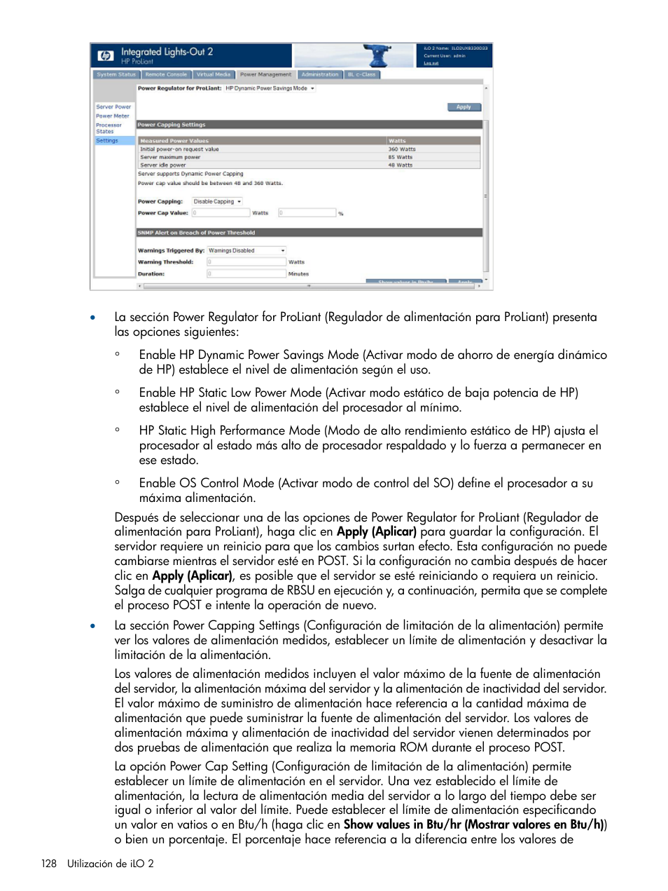 HP Integrated Lights-Out 2 User Manual | Page 128 / 250