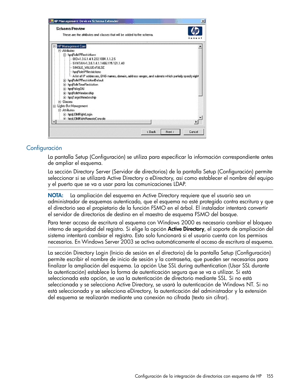 Configuración | HP Integrated Lights-Out 2 User Manual | Page 155 / 250