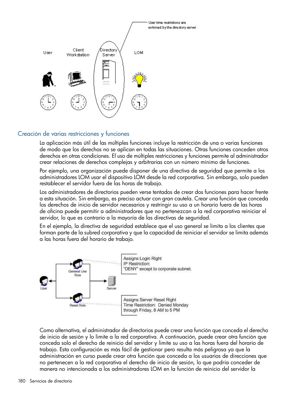 Creación de varias restricciones y funciones | HP Integrated Lights-Out 2 User Manual | Page 180 / 250