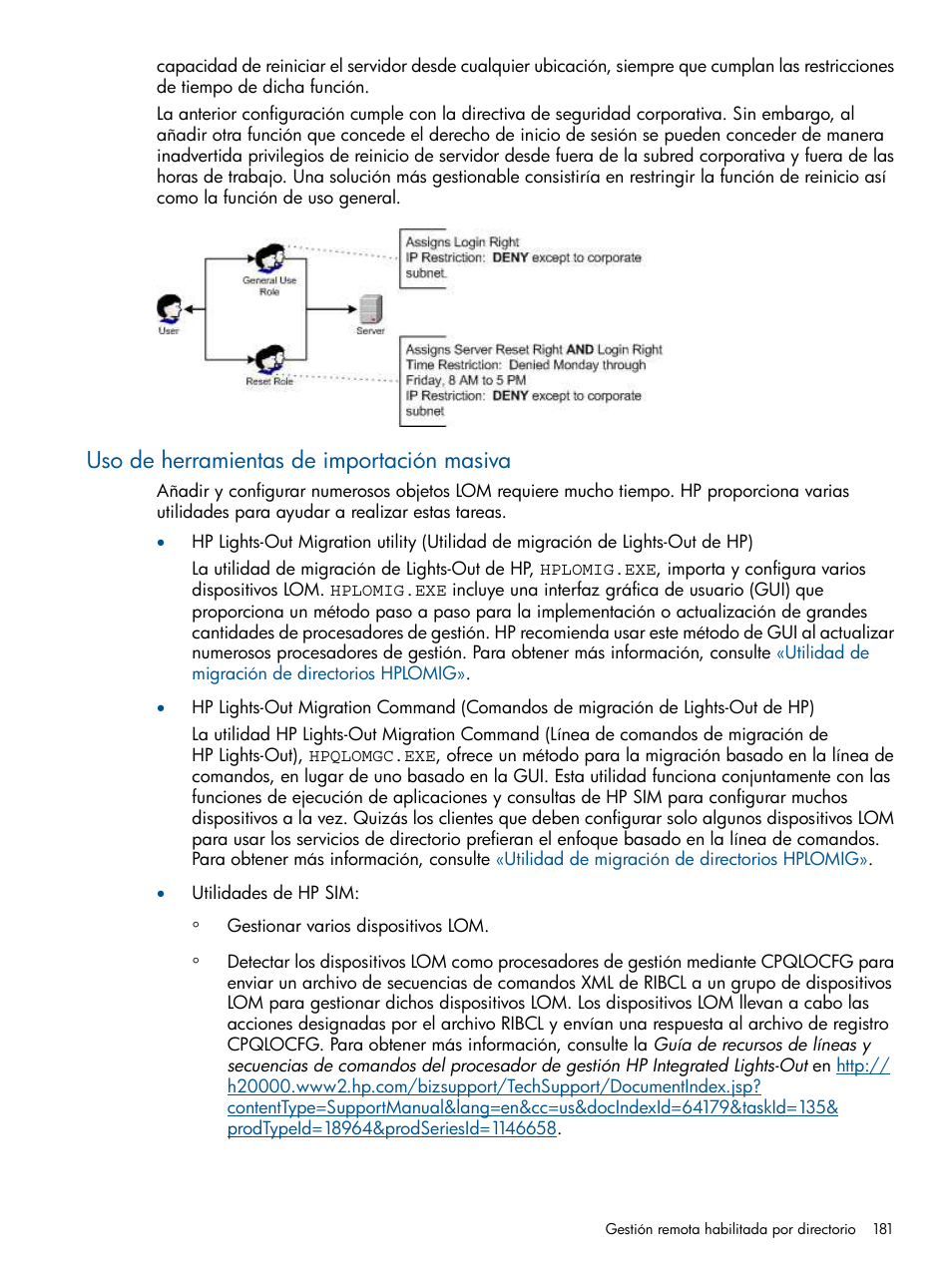 Uso de herramientas de importación masiva | HP Integrated Lights-Out 2 User Manual | Page 181 / 250