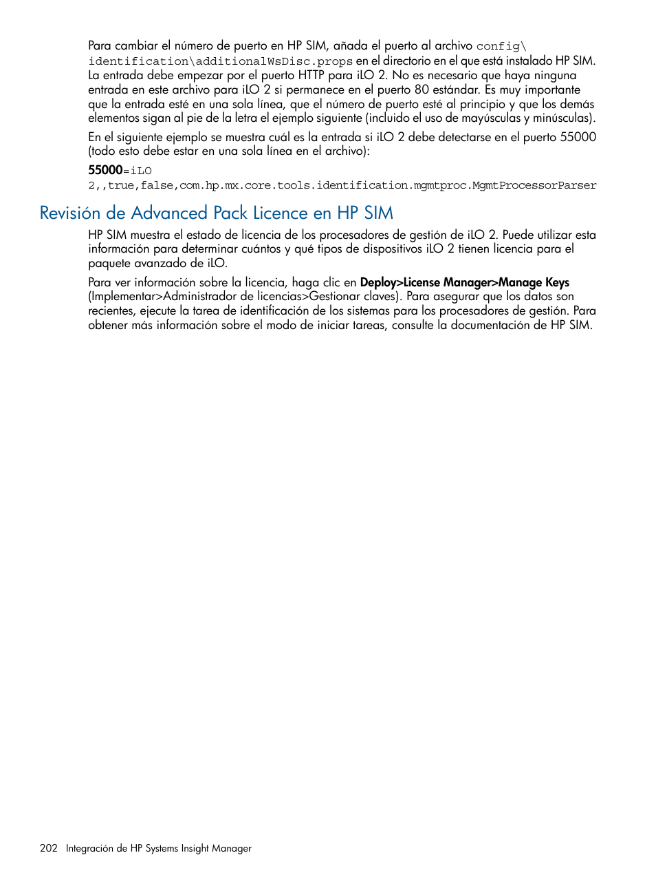 Revisión de advanced pack licence en hp sim | HP Integrated Lights-Out 2 User Manual | Page 202 / 250