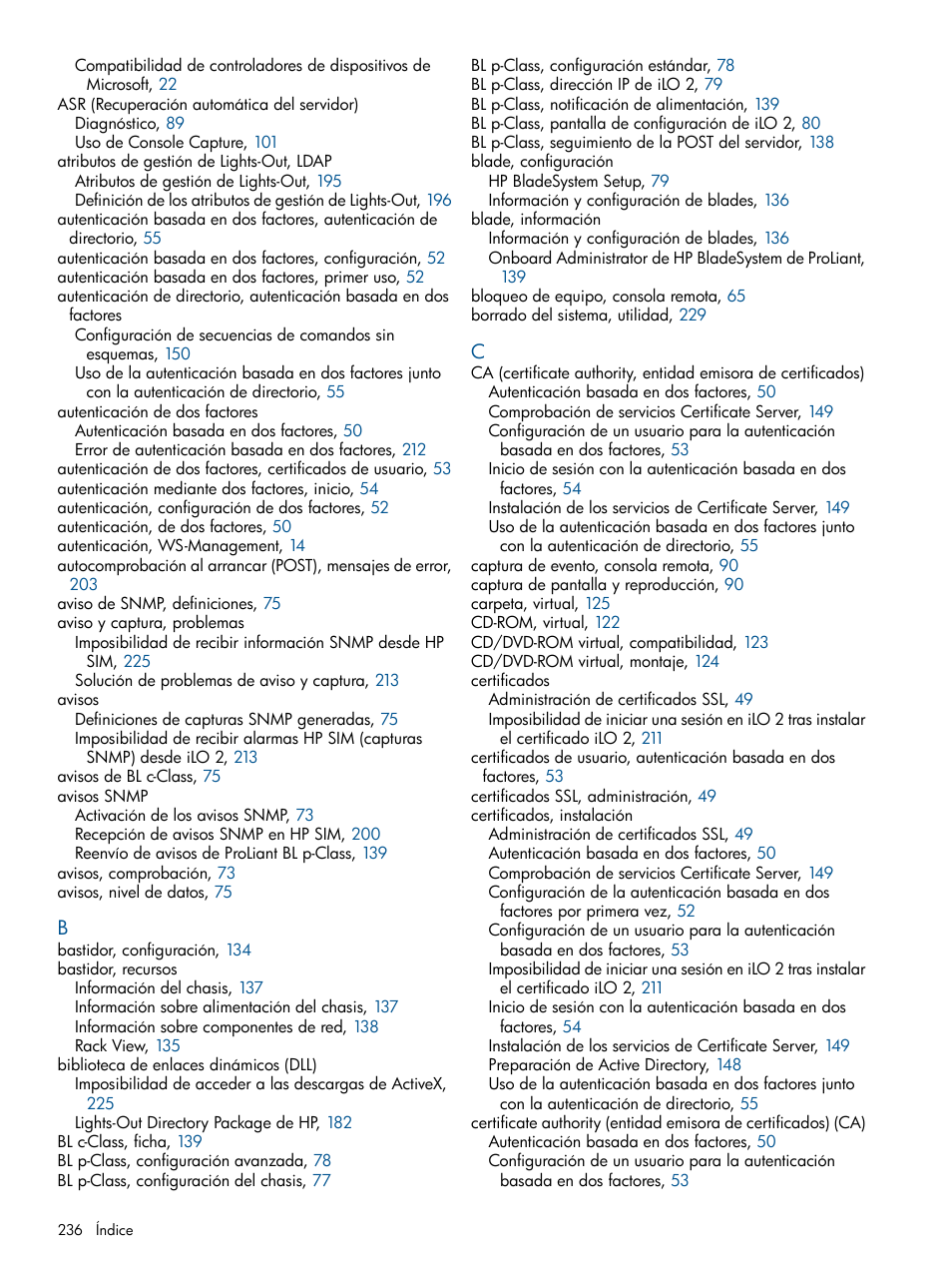 HP Integrated Lights-Out 2 User Manual | Page 236 / 250