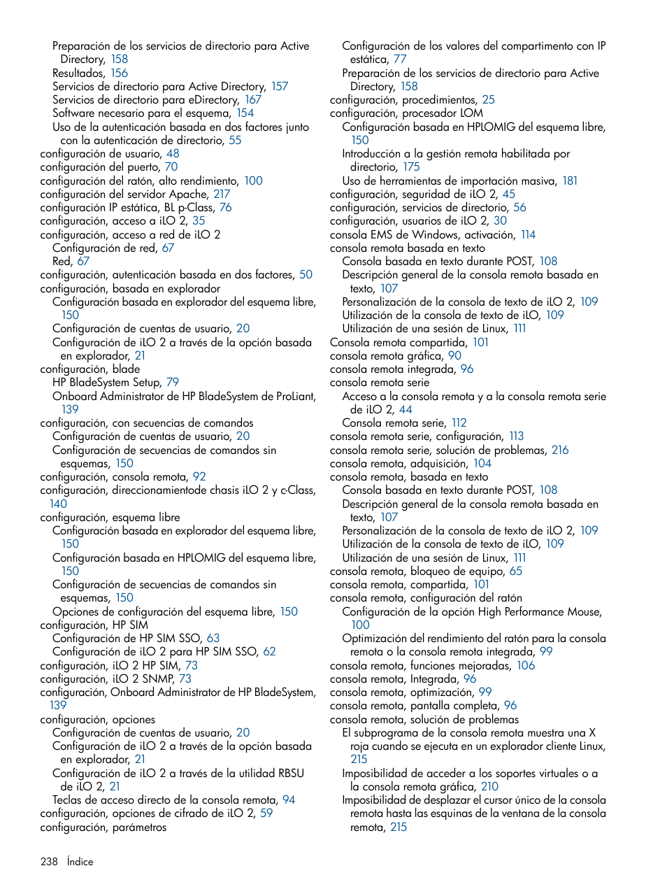 HP Integrated Lights-Out 2 User Manual | Page 238 / 250