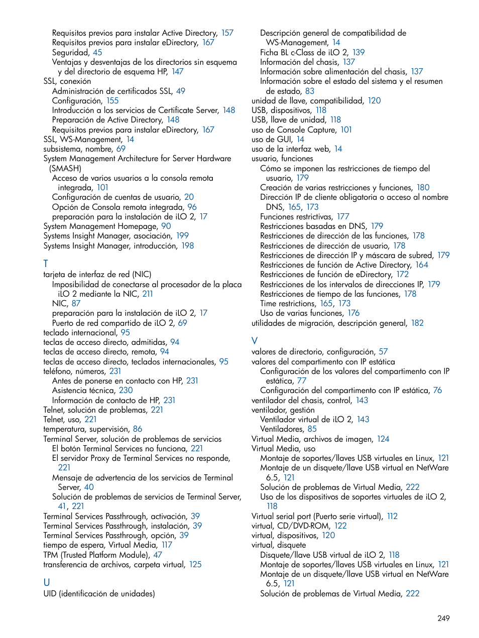 HP Integrated Lights-Out 2 User Manual | Page 249 / 250