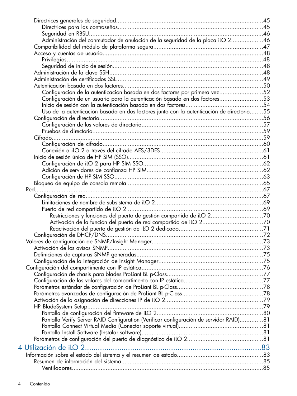 4 utilización de ilo 2 | HP Integrated Lights-Out 2 User Manual | Page 4 / 250