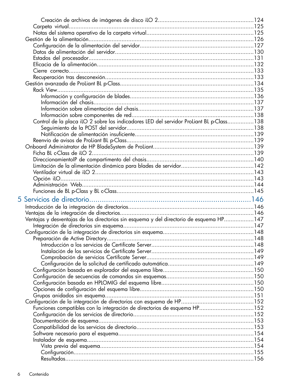 5 servicios de directorio | HP Integrated Lights-Out 2 User Manual | Page 6 / 250