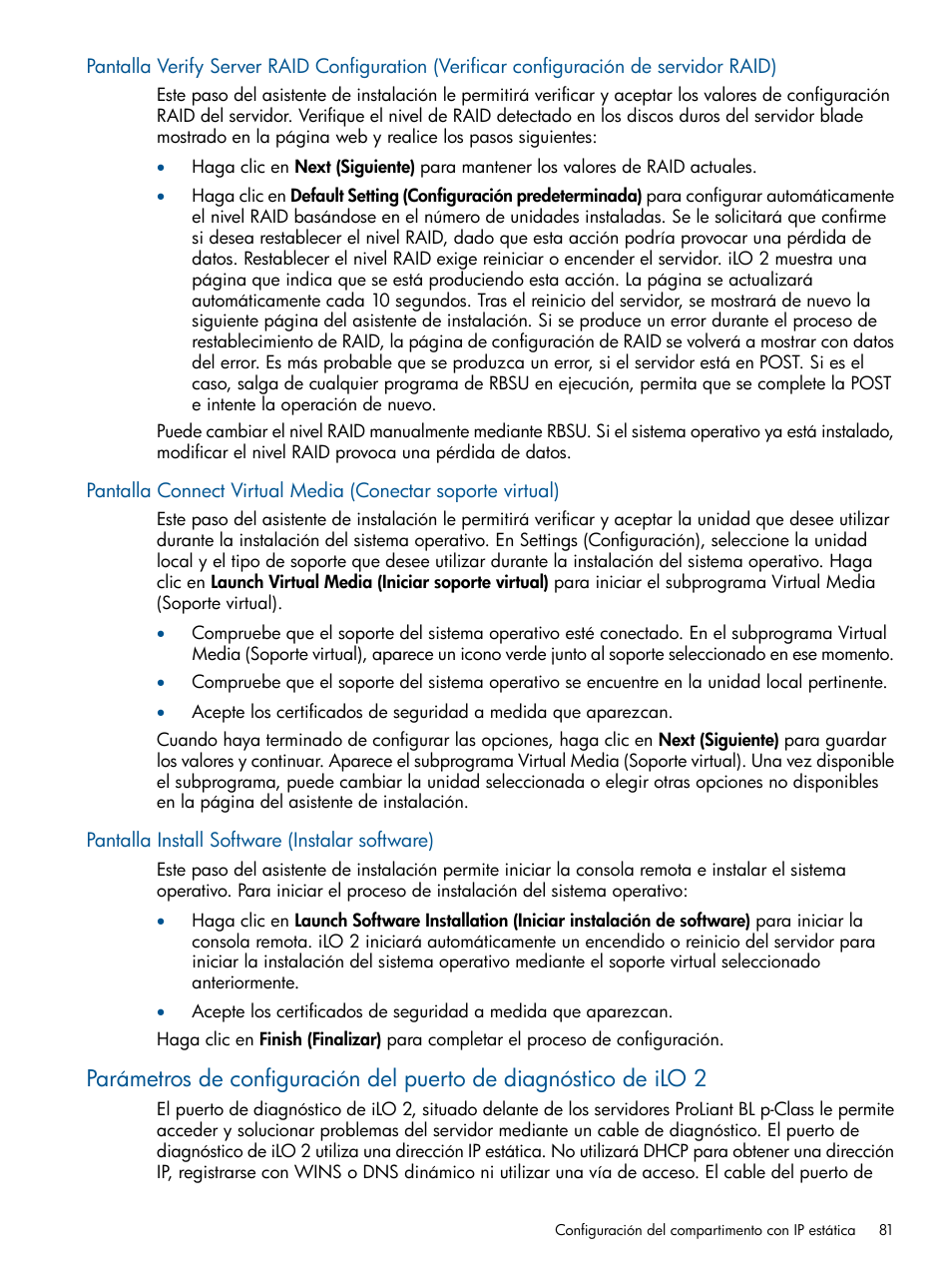 Pantalla install software (instalar software) | HP Integrated Lights-Out 2 User Manual | Page 81 / 250