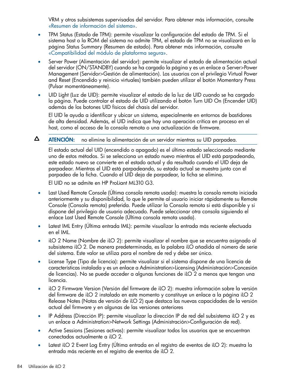 HP Integrated Lights-Out 2 User Manual | Page 84 / 250