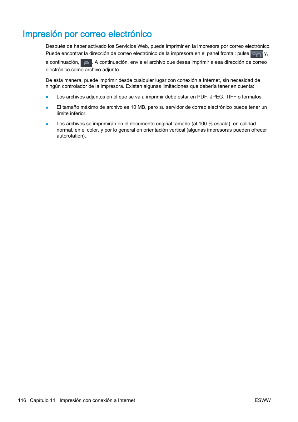 Impresión por correo electrónico | HP eMFP HP Designjet serie T2500 User Manual | Page 126 / 322