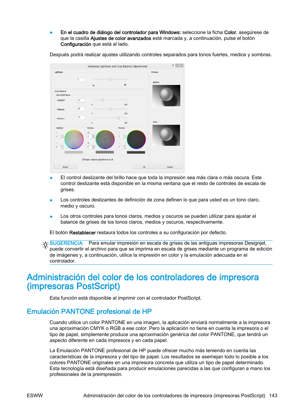 Emulación pantone profesional de hp | HP eMFP HP Designjet serie T2500 User Manual | Page 153 / 322