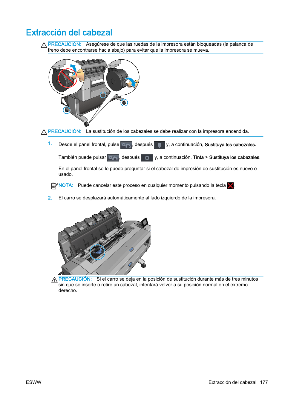 Extracción del cabezal | HP eMFP HP Designjet serie T2500 User Manual | Page 187 / 322