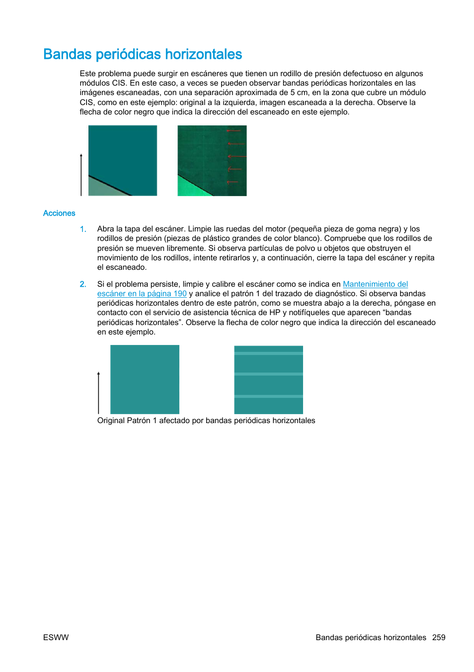 Bandas periódicas horizontales | HP eMFP HP Designjet serie T2500 User Manual | Page 269 / 322