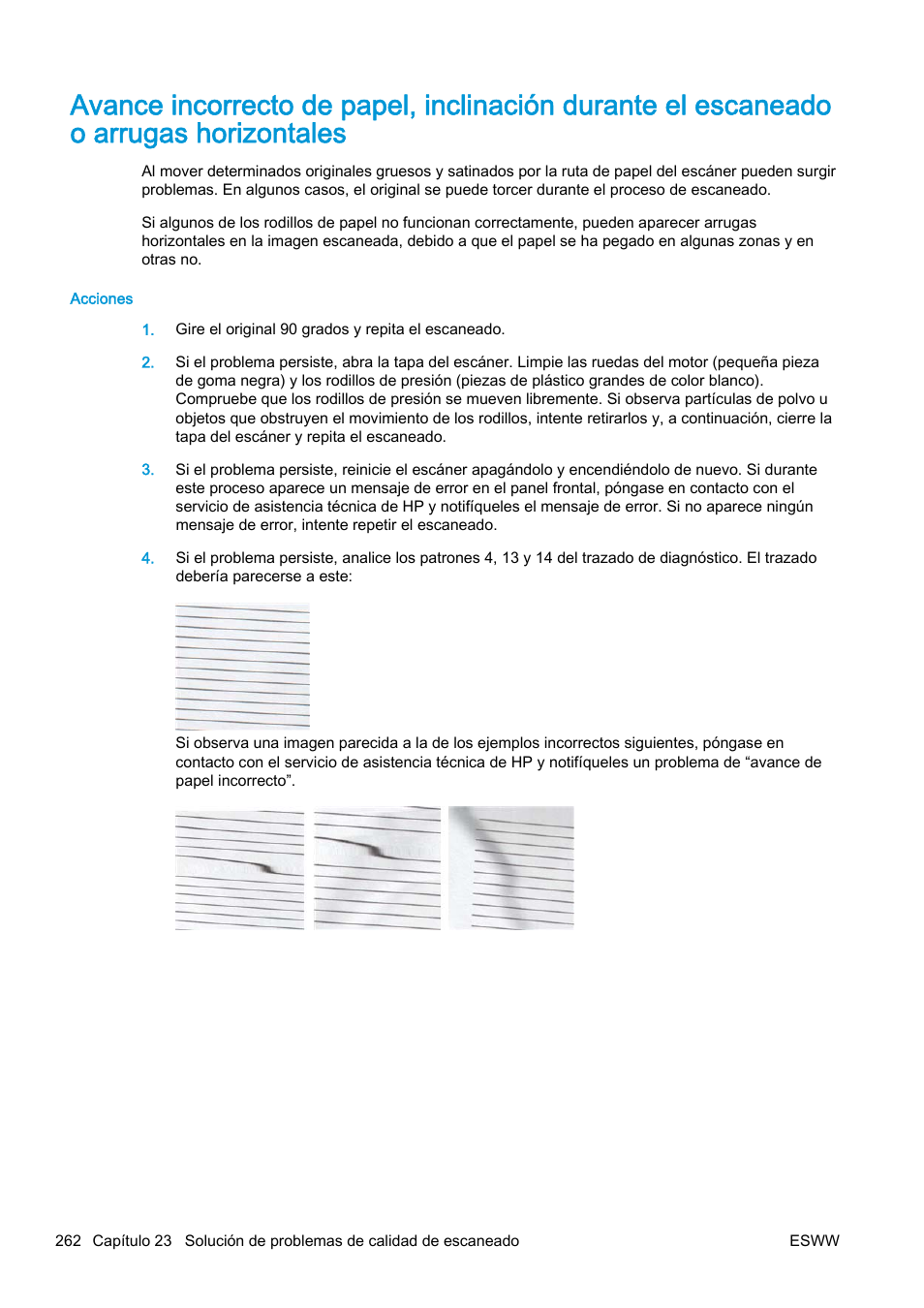 Avance incorrecto de papel, inclinación | HP eMFP HP Designjet serie T2500 User Manual | Page 272 / 322