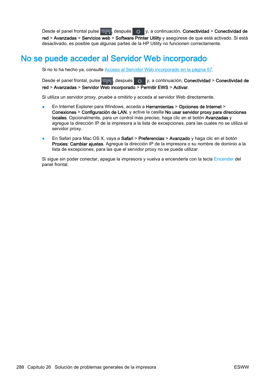 No se puede acceder al servidor web incorporado | HP eMFP HP Designjet serie T2500 User Manual | Page 298 / 322